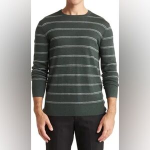 NWOT men’s theory green Ryland striped wool sweater